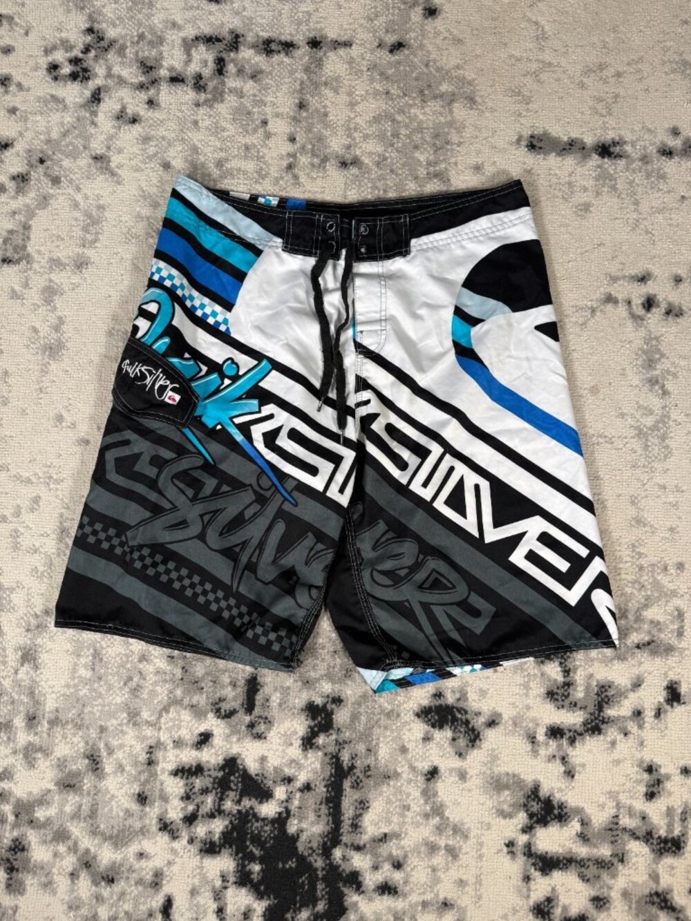 Y2K Quiksilver Full Print Logo Board Shorts